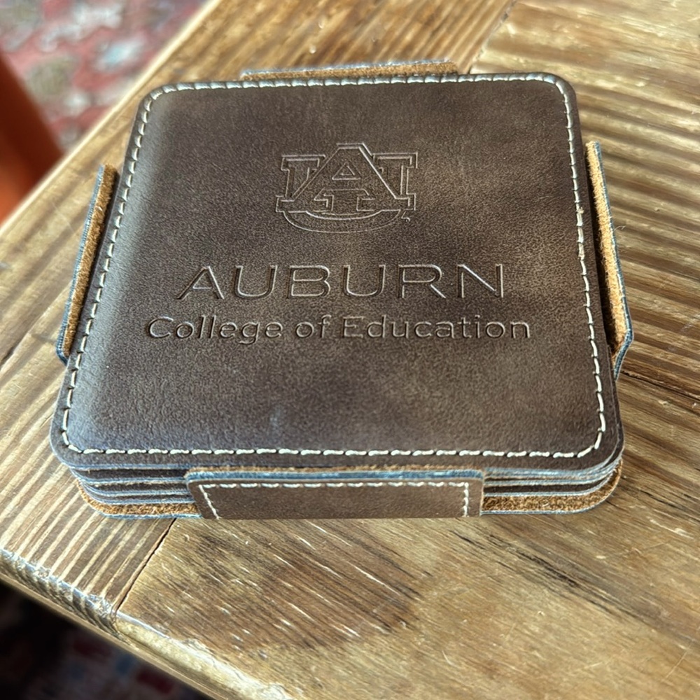 Auburn University College of Education Leather Coasters